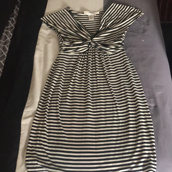 MAX STUDIO Cream and Black Striped Stretchy Dress - Picture 7 of 7